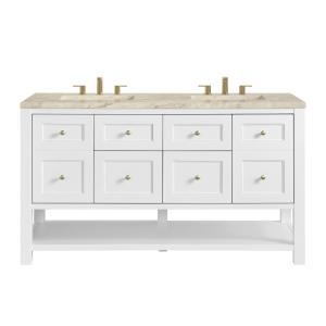 Breckenridge 60" Double Vanity, Bright White, w/ 3 CM Tajnar Eclos Top