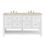 Breckenridge 60" Double Vanity, Bright White, w/ 3 CM Tajnar Eclos Top w/FreePower Wireless Charger