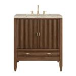 Myrrin 30" Single Vanity, Mid-Century Walnut w/ 3 CM Tajnar Eclos Top