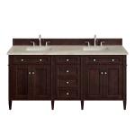 Brittany 72" Double Vanity, Burnished Mahogany, w/ 3 CM Tajnar Eclos Top