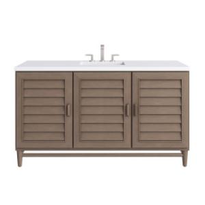 Portland 60IN Single Vanity Whitewashed Walnut w/ 3 CM White Zeus Silestone Top