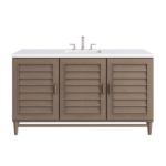 Portland 60IN Single Vanity Whitewashed Walnut w/ 3 CM White Zeus Silestone Top