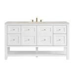 Breckenridge 60" Single Vanity, Bright White, w/ 3 CM Siberian Silestone Top
