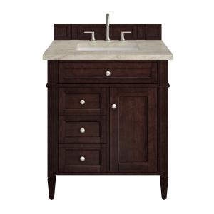 Brittany 30" Single Vanity, Burnished Mahogany, w/ 3 CM Tajnar Eclos Top