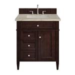 Brittany 30" Single Vanity, Burnished Mahogany, w/ 3 CM Tajnar Eclos Top