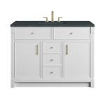 Bellshire 48" Single Vanity, Bright White w/ 3 CM Charcoal Soapstone Silestone Top