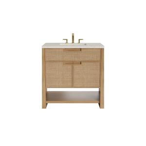 Solene 36" Single Vanity, Seaside Oak, w/ 3 CM Siberian Silestone Top