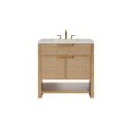 Solene 36" Single Vanity, Seaside Oak, w/ 3 CM Siberian Silestone Top