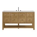 Breckenridge 60" Single Vanity, Light Natural Oak, w/ 3 CM Siberian Silestone Top