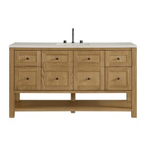 Breckenridge 60" Single Vanity, Light Natural Oak, w/ 3 CM Siberian Silestone Top w/FreePower Wireless Charger