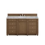 Bristol 60" Single Vanity, Saddle Brown w/ 3 CM Carrara Marble Top