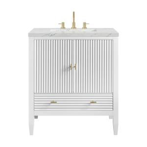 Myrrin 30" Single Vanity, Bright White w/ 3 CM Ethereal Noctis Silestone Top
