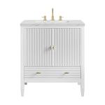 Myrrin 30" Single Vanity, Bright White w/ 3 CM Ethereal Noctis Silestone Top