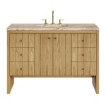 Hudson 48" Single Vanity, Light Natural Oak, w/ 3 CM Tajnar Eclos Top
