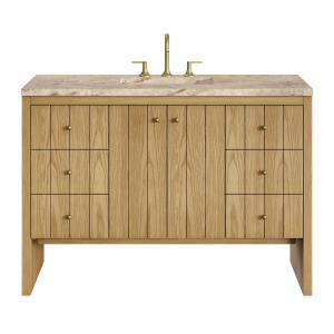 Hudson 48" Single Vanity, Light Natural Oak, w/ 3 CM Tajnar Eclos Top w/FreePower Wireless Charger