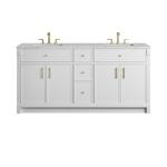 Bellshire 72" Double Vanity, Bright White w/ 3 CM Ethereal Noctis Silestone Top
