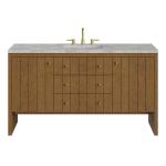 Hudson 60" Single Vanity, Honey Oak w/ 3 CM Victorian Silver Silestone Top