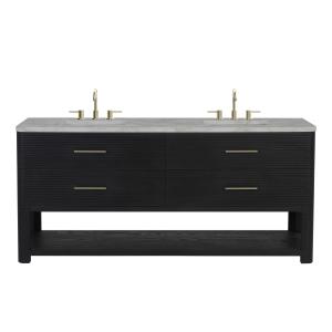 Lucian 72" Double Vanity, Carbon Oak w/ 3 CM Victorian Silver Silestone Widespread Top
