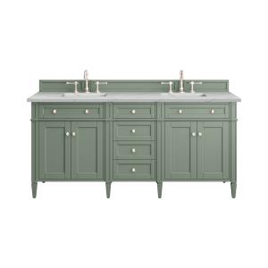 Brittany 72" Double Vanity, Smokey Celadon w/ 3 CM Ethereal Noctis Top w/FreePower Wireless Charger