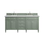 Brittany 72" Double Vanity, Smokey Celadon w/ 3 CM Ethereal Noctis Top w/FreePower Wireless Charger