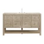 Breckenridge 60" Single Vanity, Whitewashed Oak, w/ 3 CM Tajnar Eclos Top w/FreePower Wireless Charger