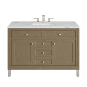 Chicago 48" Single Vanity, Walnut Whisper, w/ 3 CM Ethereal Noctis Silestone® Top w/FreePower Wireless Charger