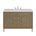 Chicago 48" Single Vanity, Walnut Whisper, w/ 3 CM Ethereal Noctis Silestone® Top w/FreePower Wireless Charger