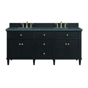 Lorelai 72" Double Vanity, Black Onyx w/ 3 CM Parisien Bleu Silestone Top w/FreePower Wireless Charger