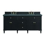 Lorelai 72" Double Vanity, Black Onyx w/ 3 CM Parisien Bleu Silestone Top w/FreePower Wireless Charger