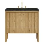 Hudson 36" Single Vanity, Light Natural Oak, w/ 3 CM Phantome Eclos Top