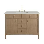 Kinnsden 48" Single Vanity, Weathered Oak w/ 3 CM Lime Delight Silestone Top