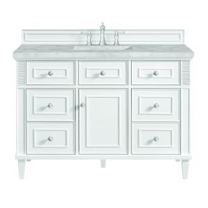 Lorelai 48" Single Vanity, Bright White w/ 3 CM Victorian Silver Silestone Top w/FreePower Wireless Charger