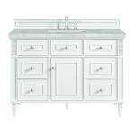 Lorelai 48" Single Vanity, Bright White w/ 3 CM Victorian Silver Silestone Top w/FreePower Wireless Charger