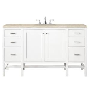 Addison 60" Single Vanity, Glossy White, w/ 3 CM Tajnar Eclos Top