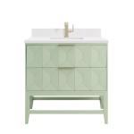 Emmeline 36" Single Vanity, Pistachio w/ Single Hole 3 CM White Zeus Top & Backsplash