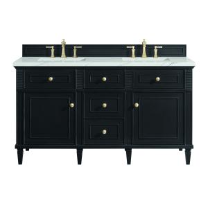 Lorelai 60" Double Vanity, Black Onyx w/ 3 CM Ethereal Noctis Silestone Top w/FreePower Wireless Charger