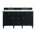 Lorelai 60" Double Vanity, Black Onyx w/ 3 CM Ethereal Noctis Silestone Top w/FreePower Wireless Charger