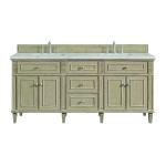 Lorelai 72" Double Vanity, Whitewashed Oak w/ 3 CM Eternal Jasmine Pearl Silestone Top w/FreePower Wireless Charger