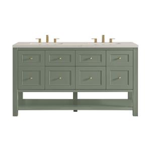 Breckenridge 60" Double Vanity, Smokey Celadon, w/ 3 CM Siberian Silestone Top