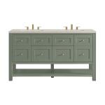 Breckenridge 60" Double Vanity, Smokey Celadon, w/ 3 CM Siberian Silestone Top w/FreePower Wireless Charger