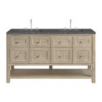 Breckenridge 60" Double Vanity, Whitewashed Oak w/ 3 CM Parisien Bleu Top w/FreePower Wireless Charger