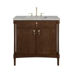 Kinnsden 36" Single Vanity, Sable Oak w/ 3 CM Victorian Silver Silestone Top