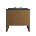 Hudson 36" Single Vanity, Honey Oak w/ 3 CM Charcoal Soapstone Silestone Top