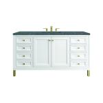 Chicago 60" Single Vanity, Glossy White, w/ 3 CM Parisien Bleu Silestone® Top