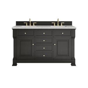Brookfield 60" Double Vanity, Black Onyx w/3 CM Eternal Jasmine Pearl Silestone Top w/FreePower Wireless Charger