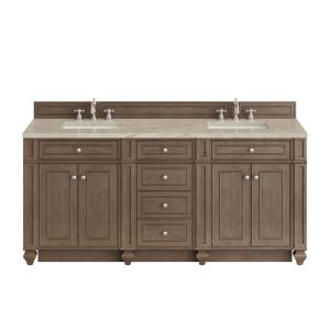 Bristol 72" Double Vanity, Whitewashed Walnut, w/ 3 CM Tajnar Eclos Top
