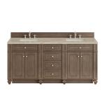 Bristol 72" Double Vanity, Whitewashed Walnut, w/ 3 CM Tajnar Eclos Top