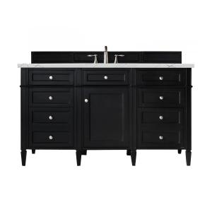 Brittany 60" Single Vanity, Black Onyx, w/ 3 CM Ethereal Noctis Silestone Top w/FreePower Wireless Charger