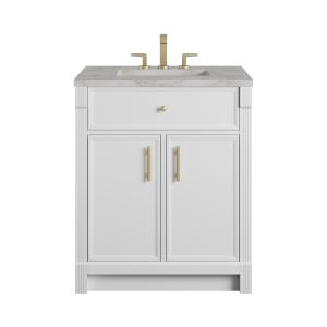 Bellshire 30" Single Vanity, Bright White w/ 3 CM Victorian Silver Silestone Top