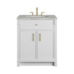 Bellshire 30" Single Vanity, Bright White w/ 3 CM Victorian Silver Silestone Top